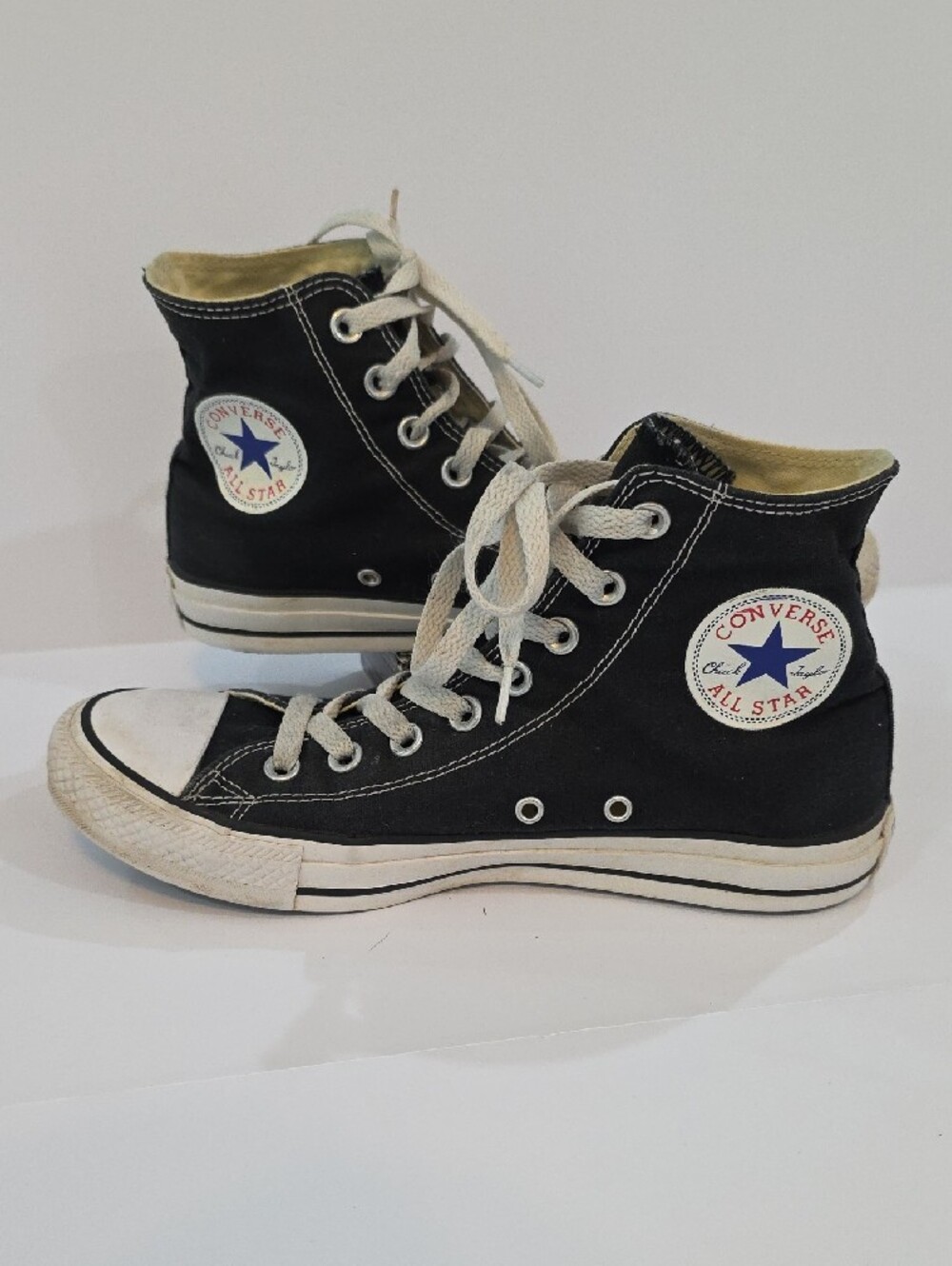 Converse All Star Women's Black High Top Sneakers with White Accents Size 8.5 - Picture 4 of 9